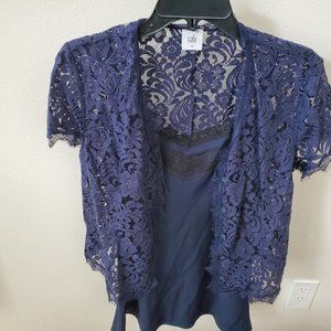 Navy Blue and Black Camisole with lace top